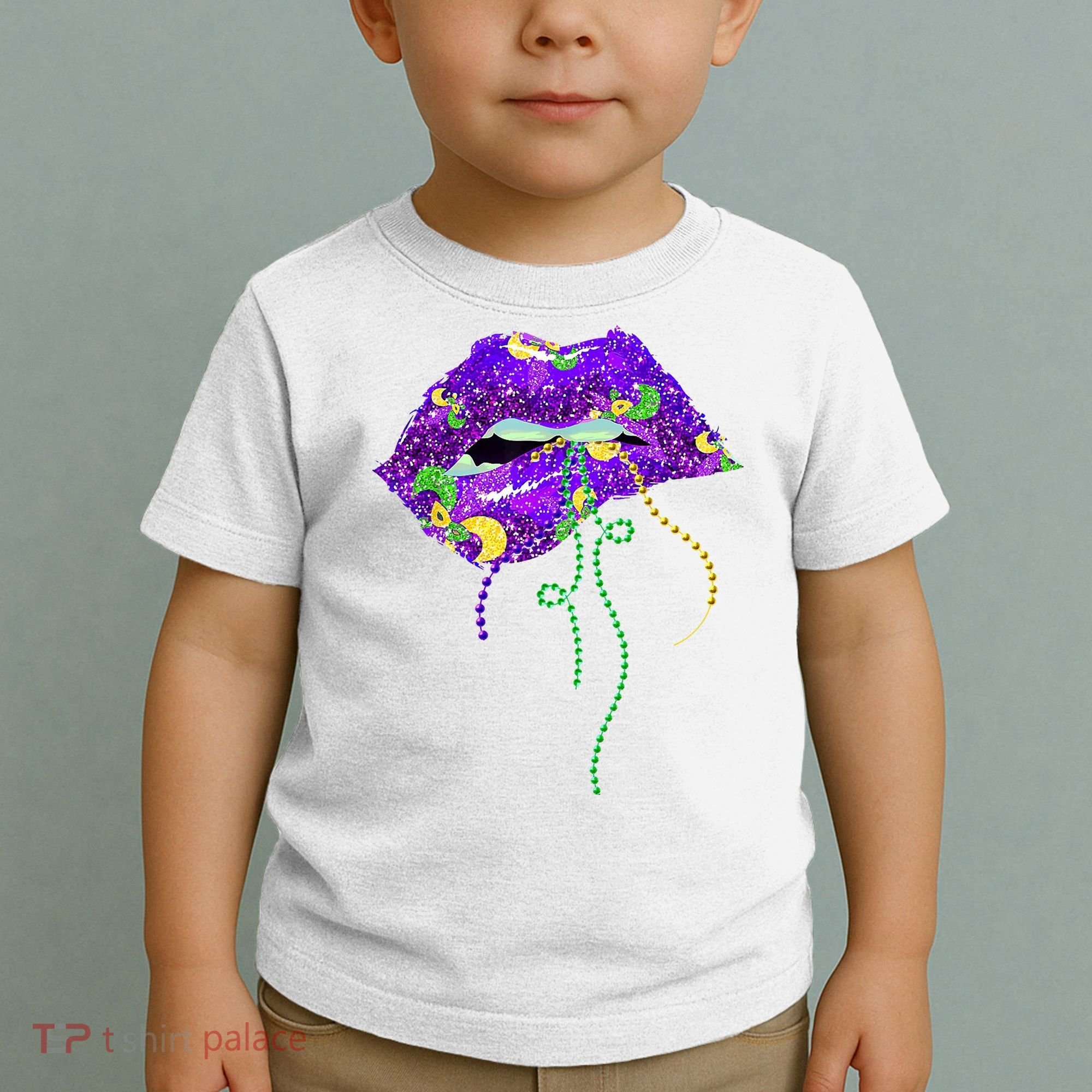 Mardi Gras Lip Beads Festive Toddler T-Shirt