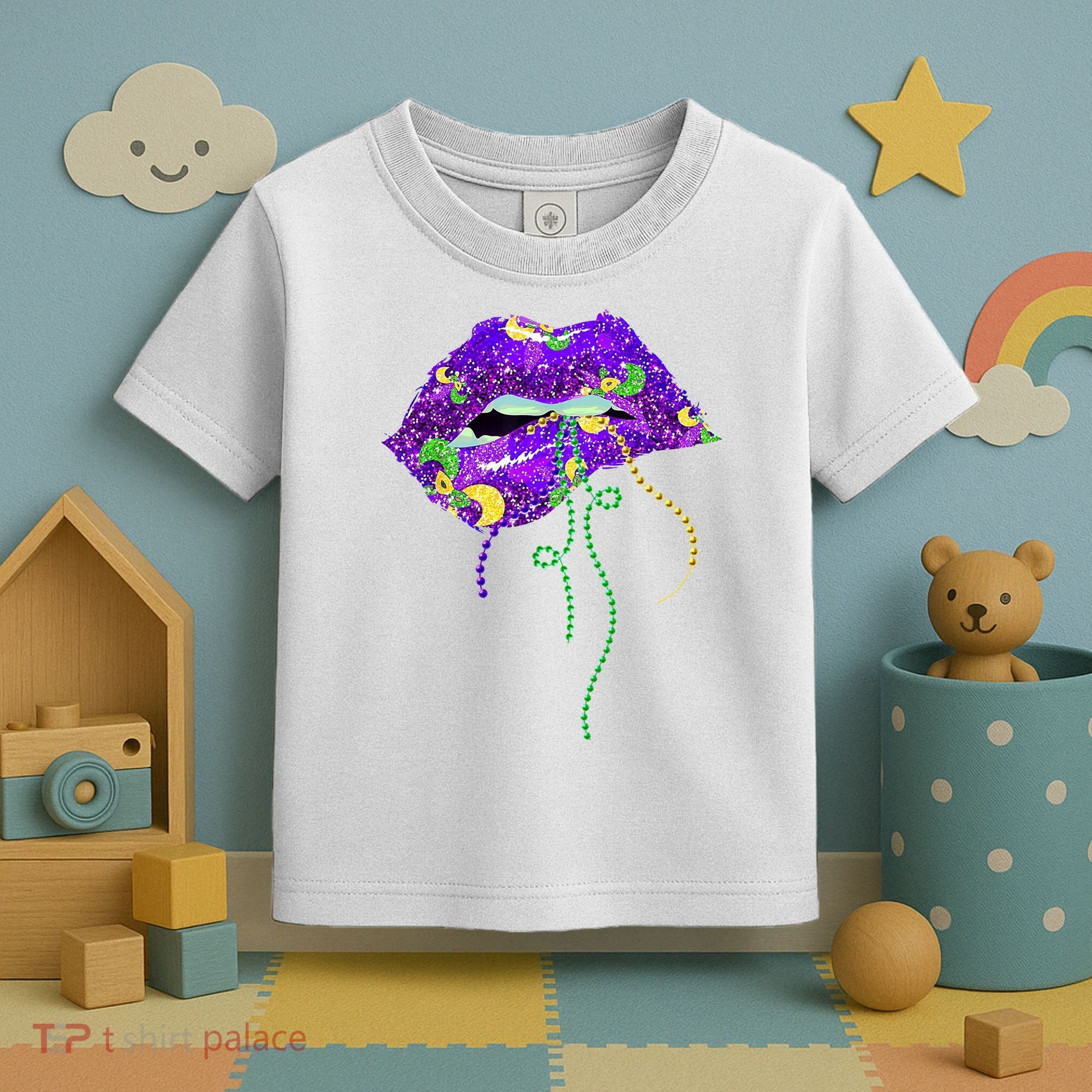 Mardi Gras Lip Beads Festive Toddler T-Shirt