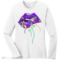 Mardi Gras Lip Beads Festive Women's Long Sleeve Shirt thumb 0
