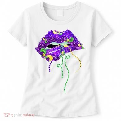Mardi Gras Lip Beads Festive Women's T-Shirt