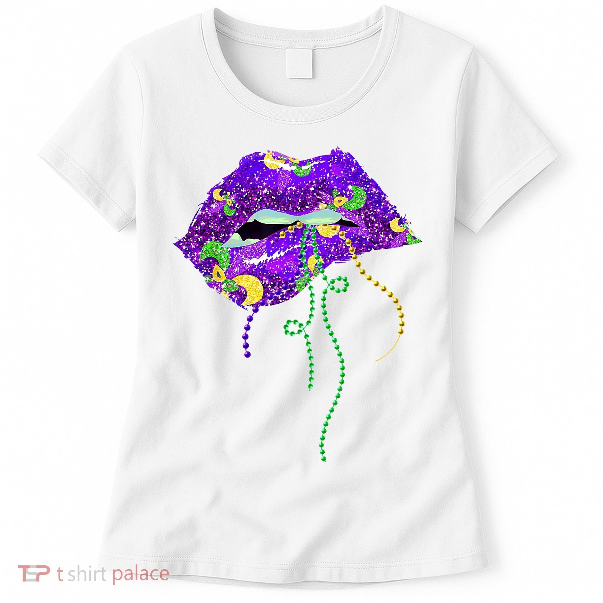 Mardi Gras Lip Beads Festive Women's T-Shirt