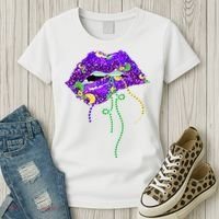 Mardi Gras Lip Beads Festive Women's T-Shirt thumb 3