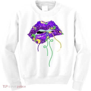 Mardi Gras Lip Beads Festive Kids Sweatshirt