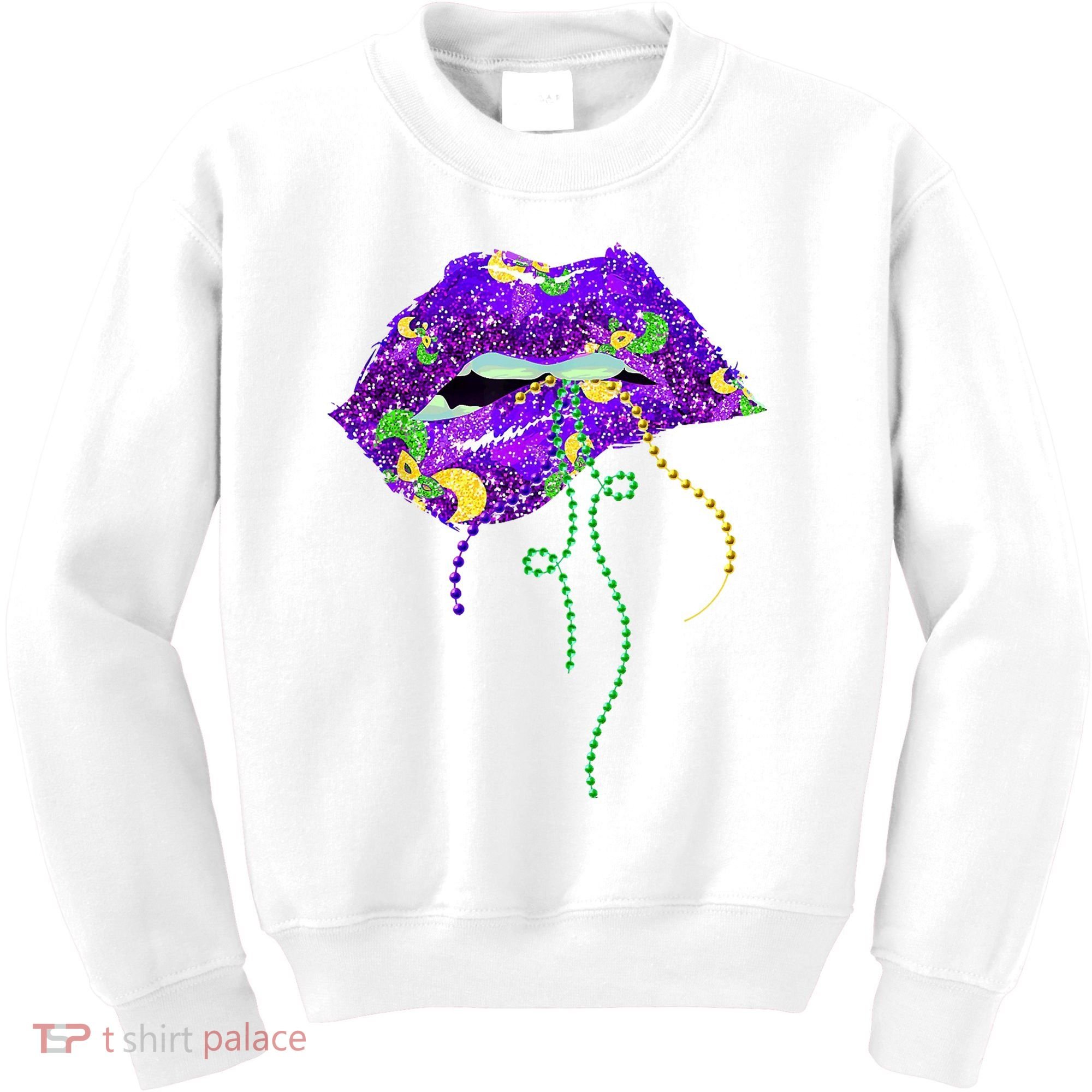 Mardi Gras Lip Beads Festive Kids Sweatshirt