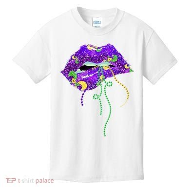 Mardi Gras Lip Beads Festive Kids T-Shirt