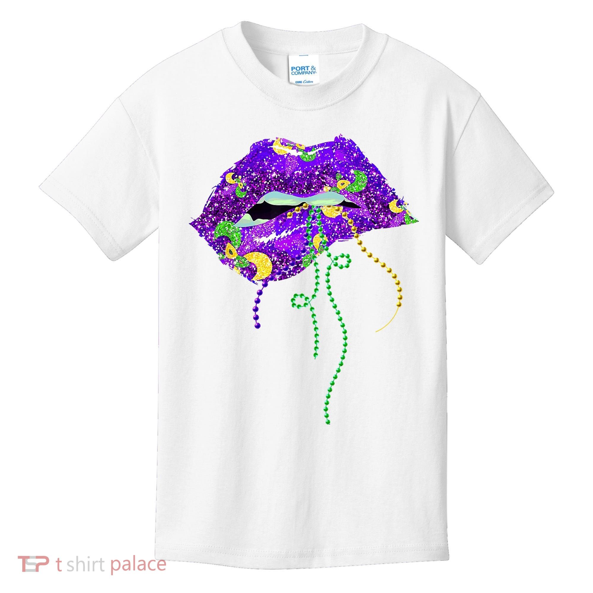 Mardi Gras Lip Beads Festive Kids T-Shirt