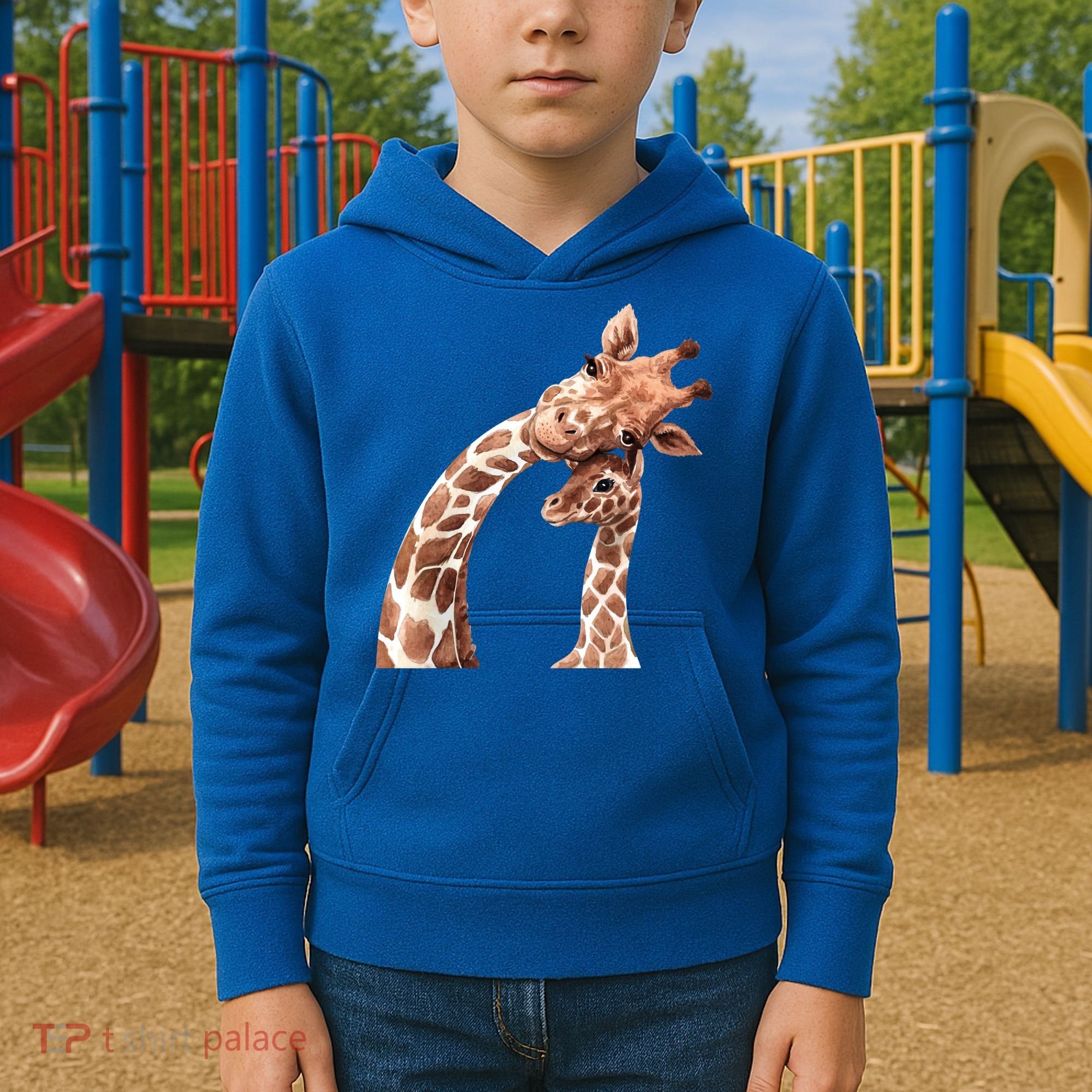 Mama Giraffe Love Gift; Protect Giraffe Gift; Gift Kids Hoodie
