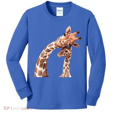 Mama Giraffe Love Gift; Protect Giraffe Gift; Gift Kids Long Sleeve Shirt