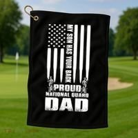 Mens Gift My Son Has Your Back Proud National Guard Dad Army Dad Gift Golf Towel thumb 1