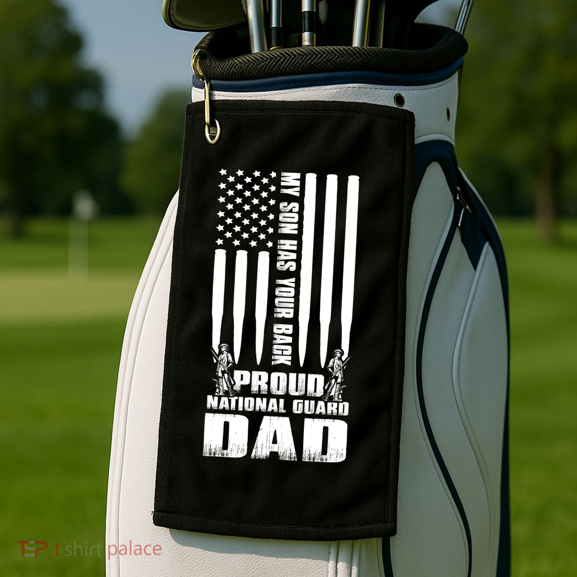 Mens Gift My Son Has Your Back Proud National Guard Dad Army Dad Gift Golf Towel