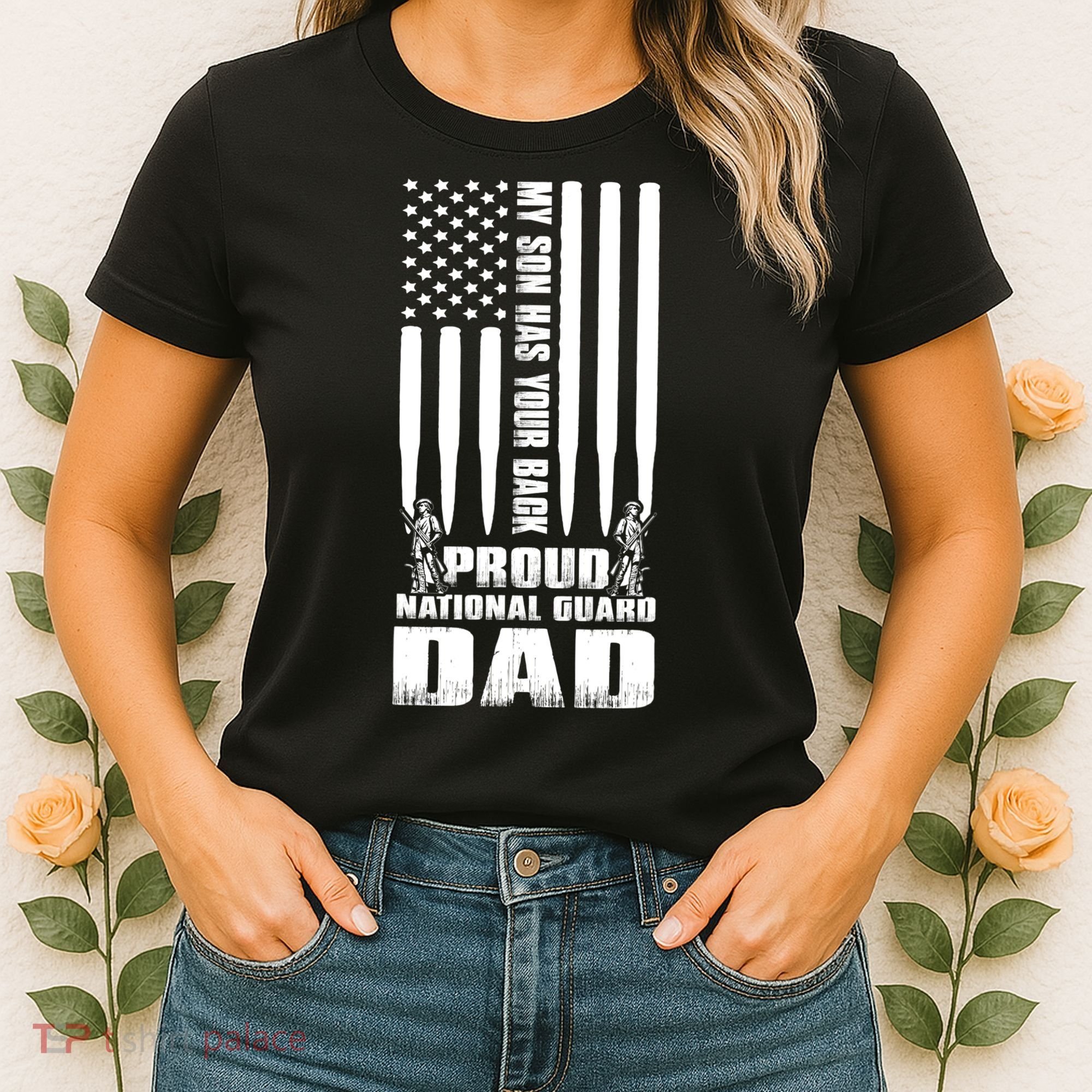 Mens Gift My Son Has Your Back Proud National Guard Dad Army Dad Gift Women's T-Shirt