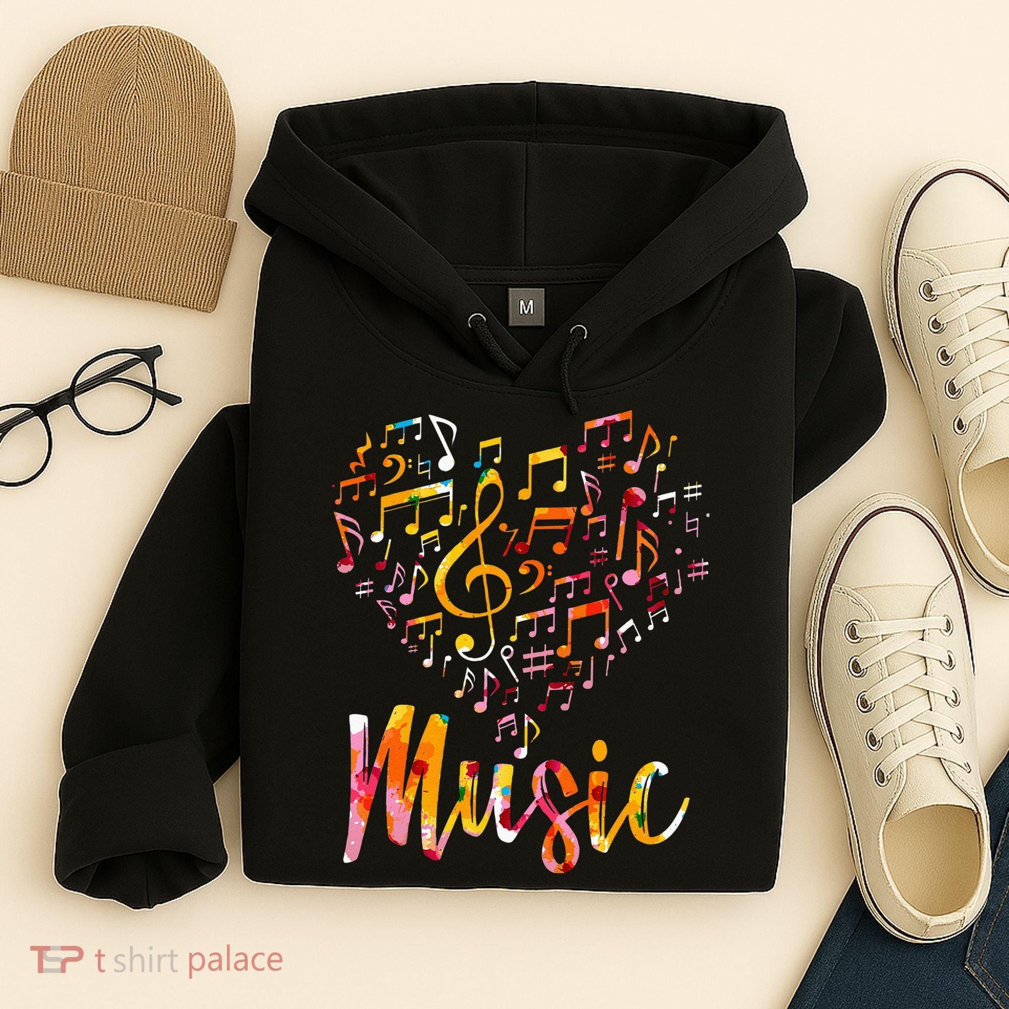 Musician Gift Musical Instrument Music Notes Treble Clef Hoodie