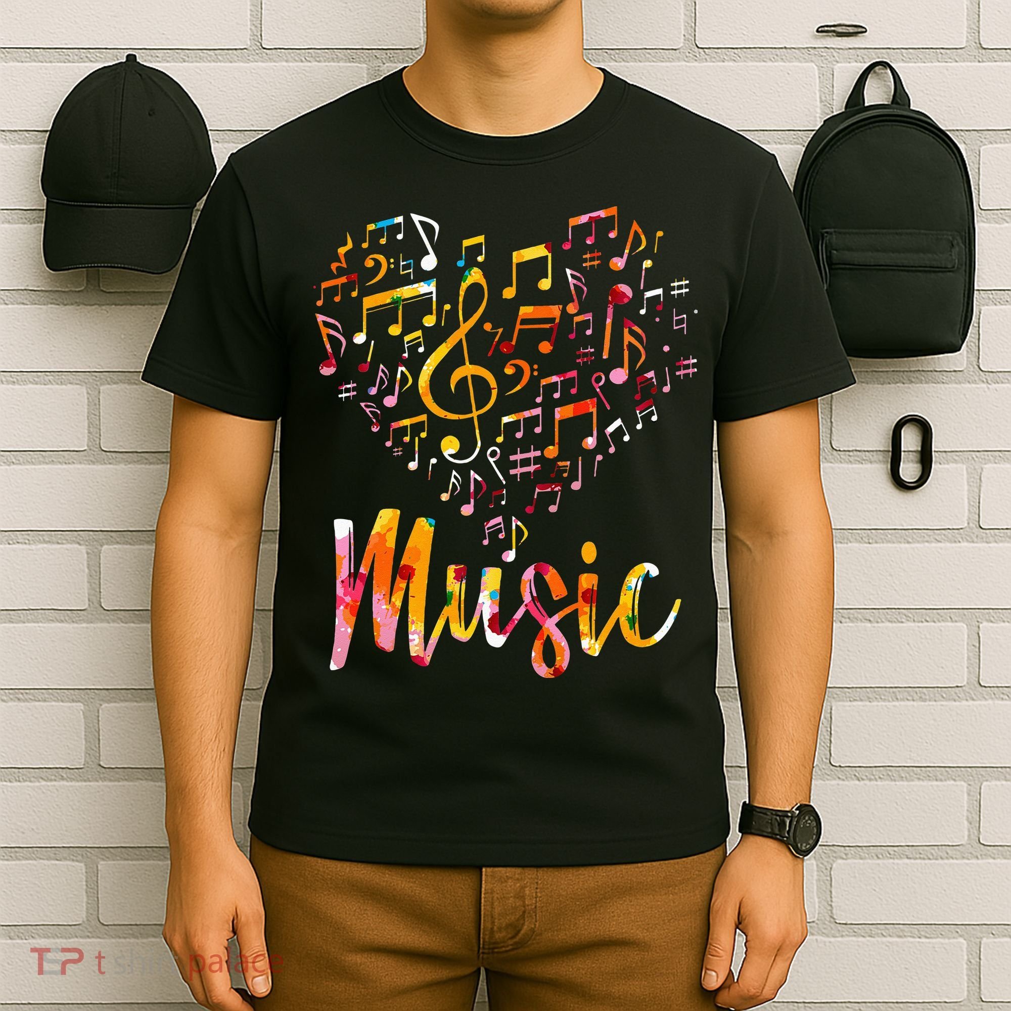Musician Gift Musical Instrument Music Notes Treble Clef T-Shirt