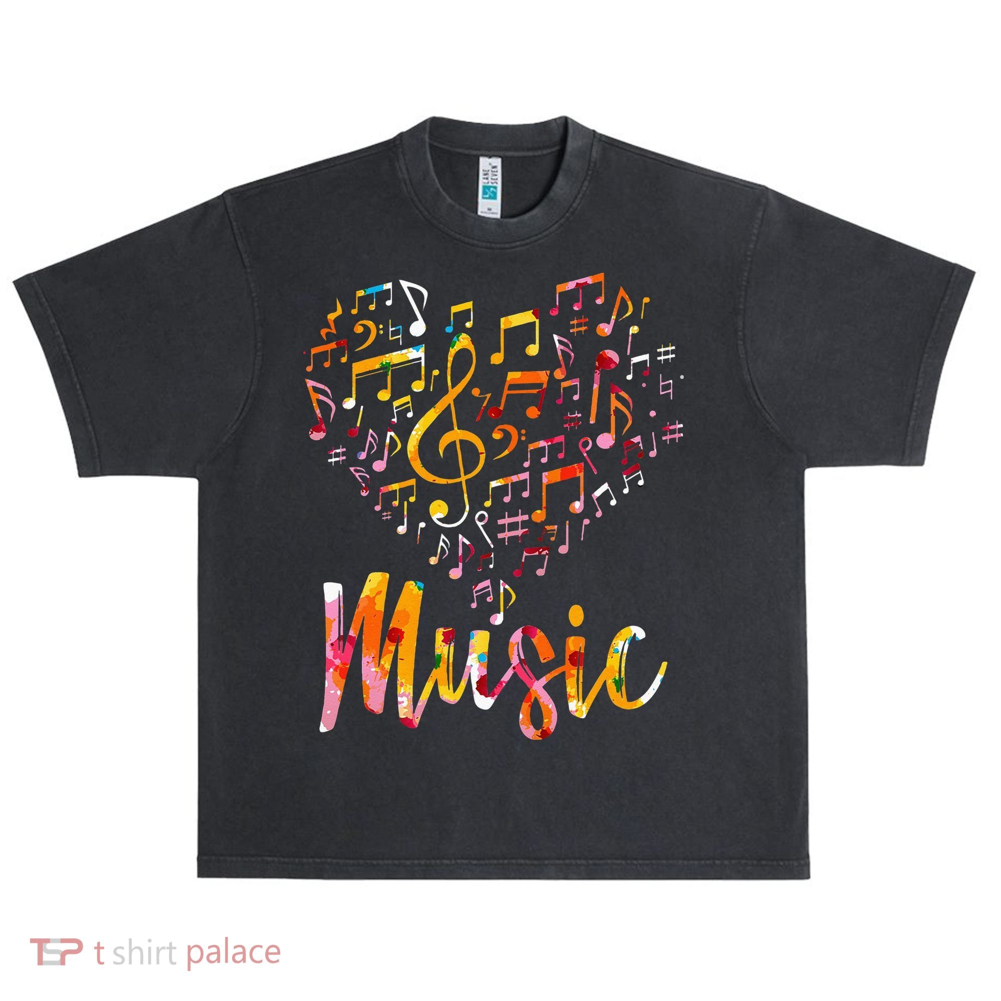 Musician Gift Musical Instrument Music Notes Treble Clef Urban Oversized Heavyweight T-Shirt