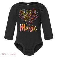Musician Gift Musical Instrument Music Notes Treble Clef Baby Long Sleeve Bodysuit thumb 0