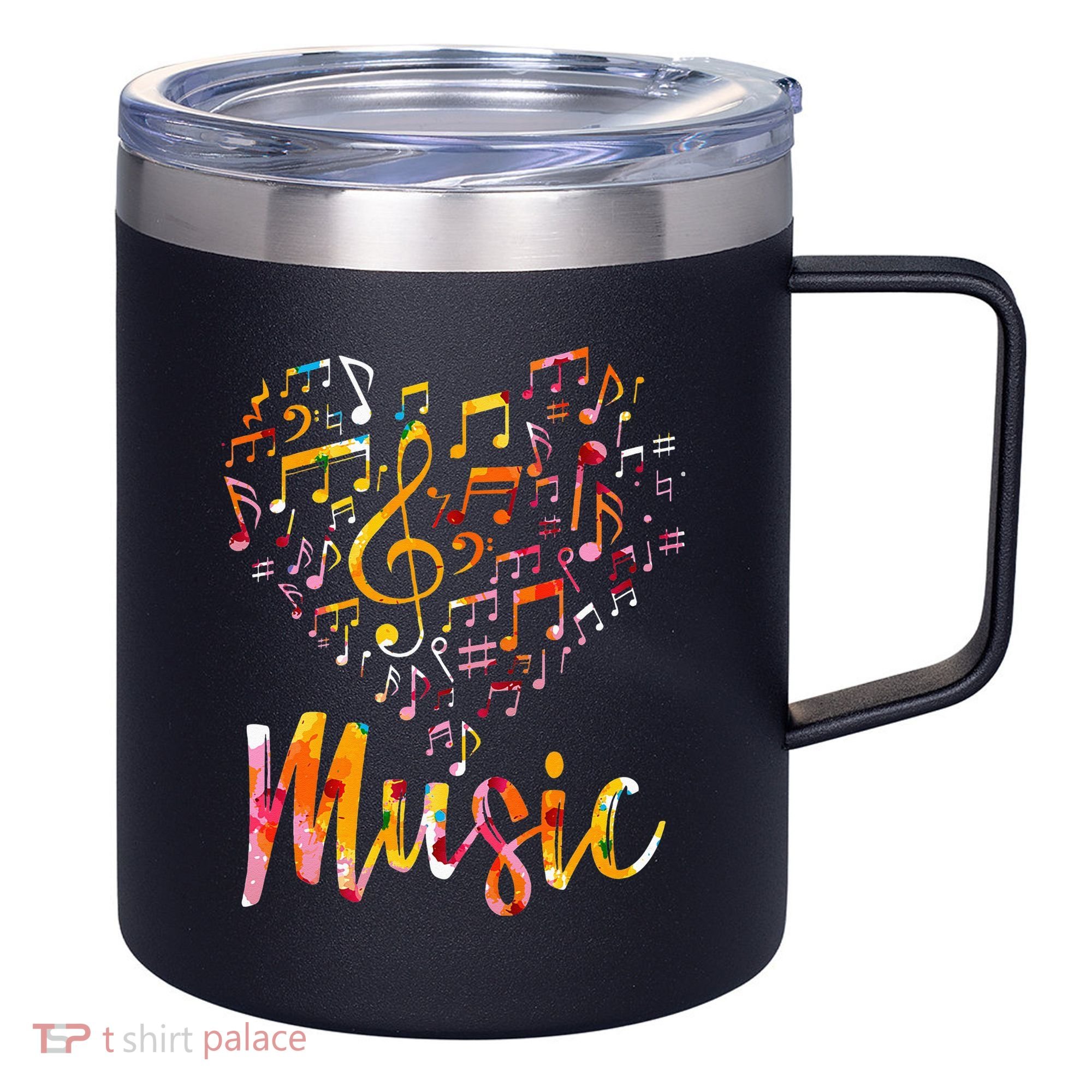 Musician Gift Musical Instrument Music Notes Treble Clef 12oz Stainless Steel Coffee Mug