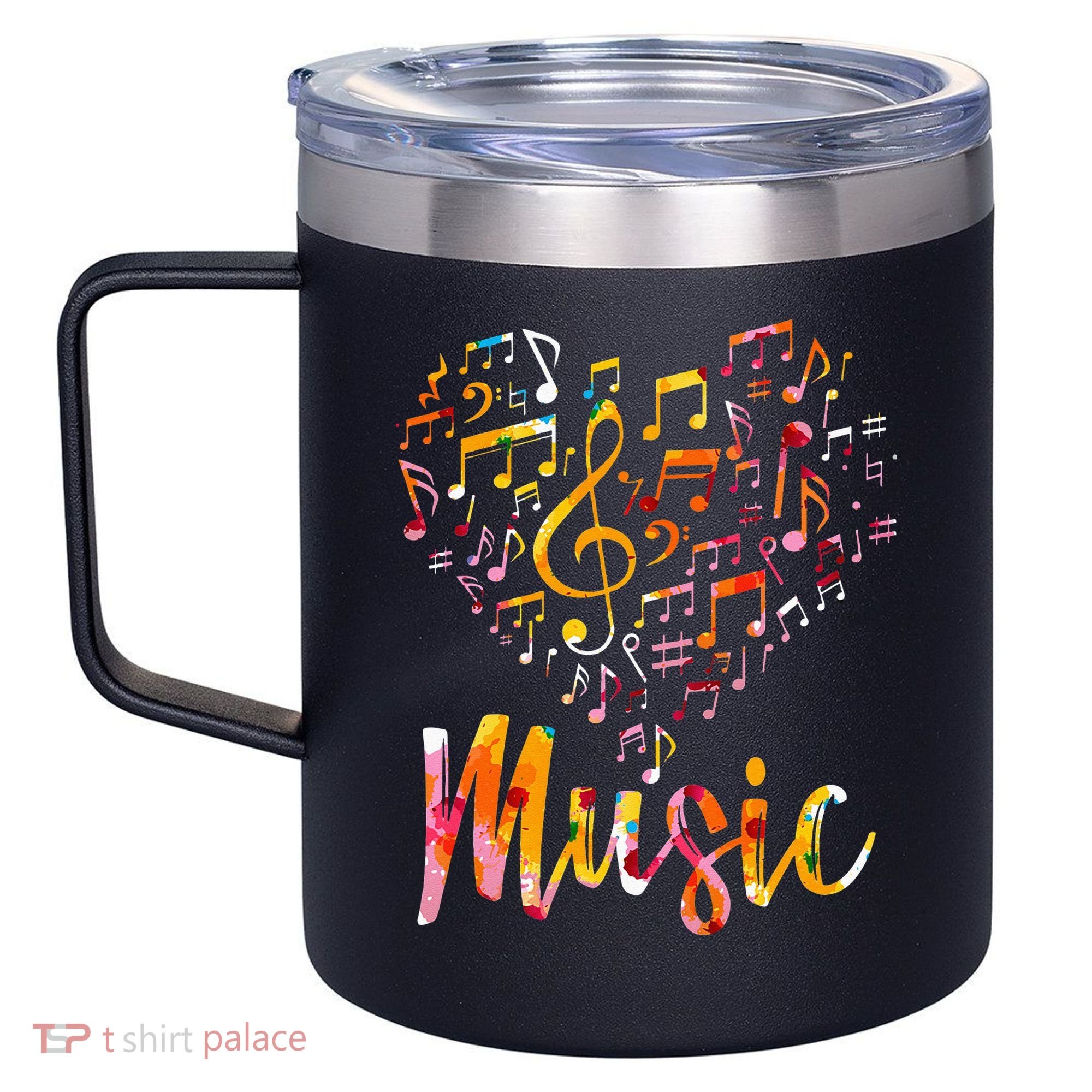 Musician Gift Musical Instrument Music Notes Treble Clef 12oz Stainless Steel Coffee Mug