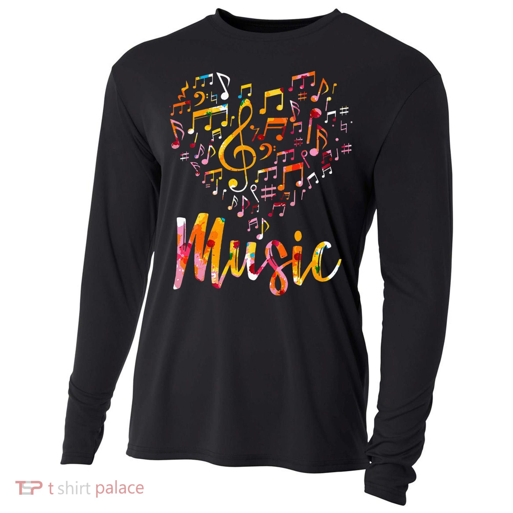 Musician Gift Musical Instrument Music Notes Treble Clef Cooling Performance Long Sleeve Crew