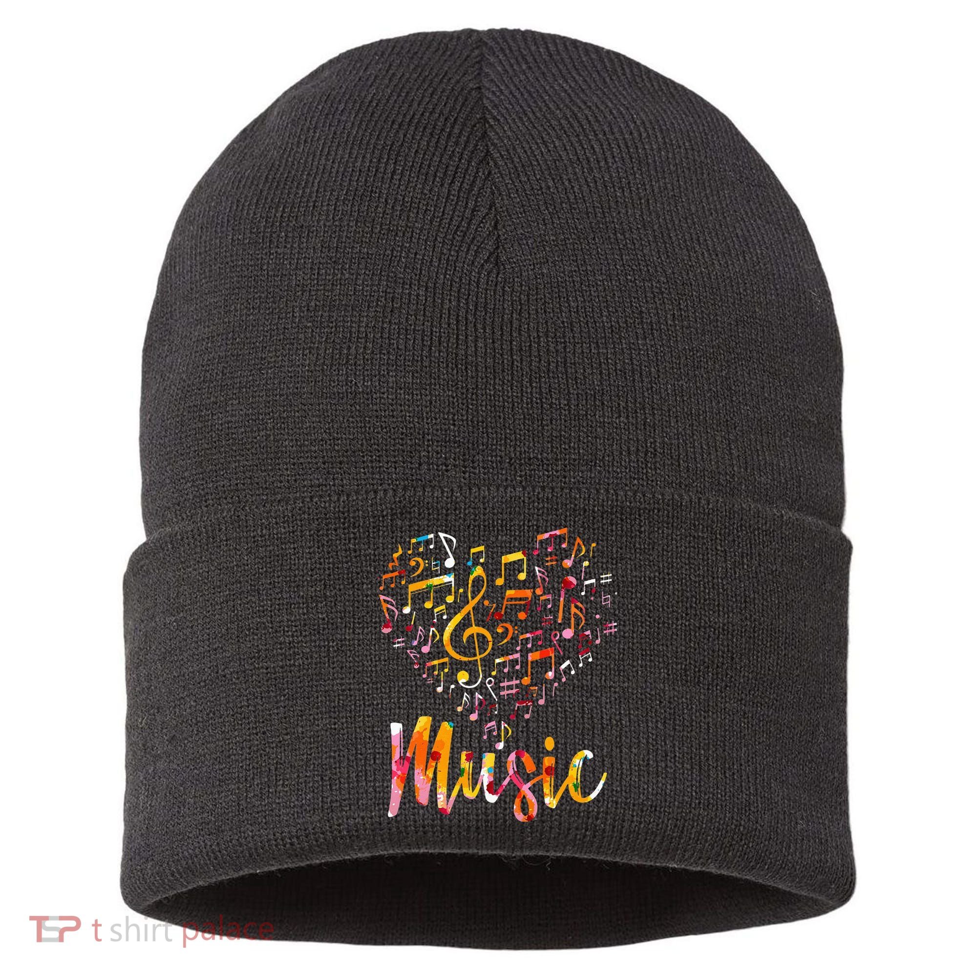 Musician Gift Musical Instrument Music Notes Treble Clef Sustainable Knit Beanie