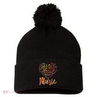 Musician Gift Musical Instrument Music Notes Treble Clef Pom Pom 12in Knit Beanie thumb 0