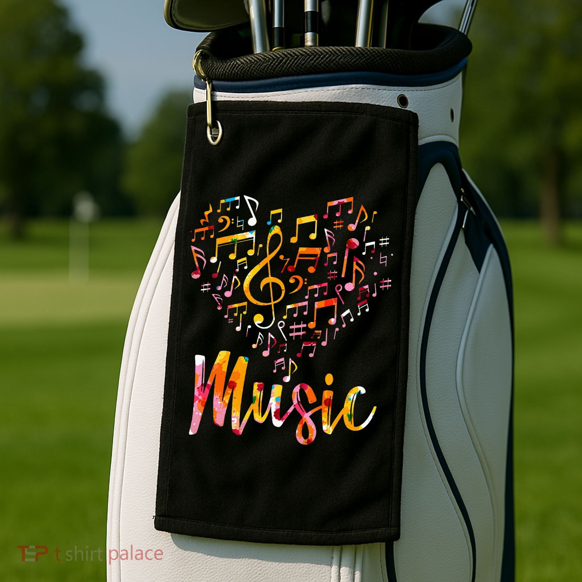 Musician Gift Musical Instrument Music Notes Treble Clef Golf Towel