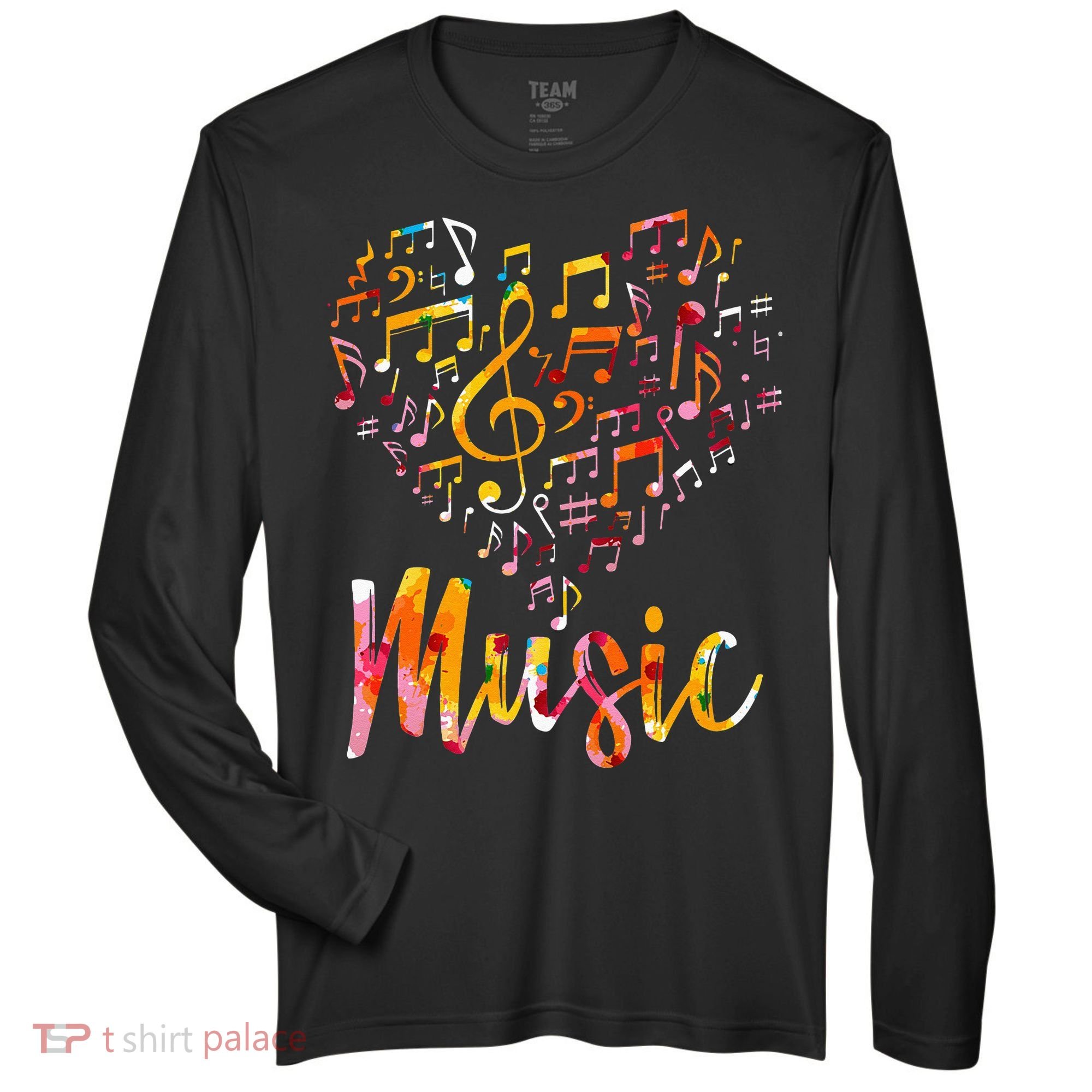 Musician Gift Musical Instrument Music Notes Treble Clef Zone Performance Long-Sleeve T-Shirt