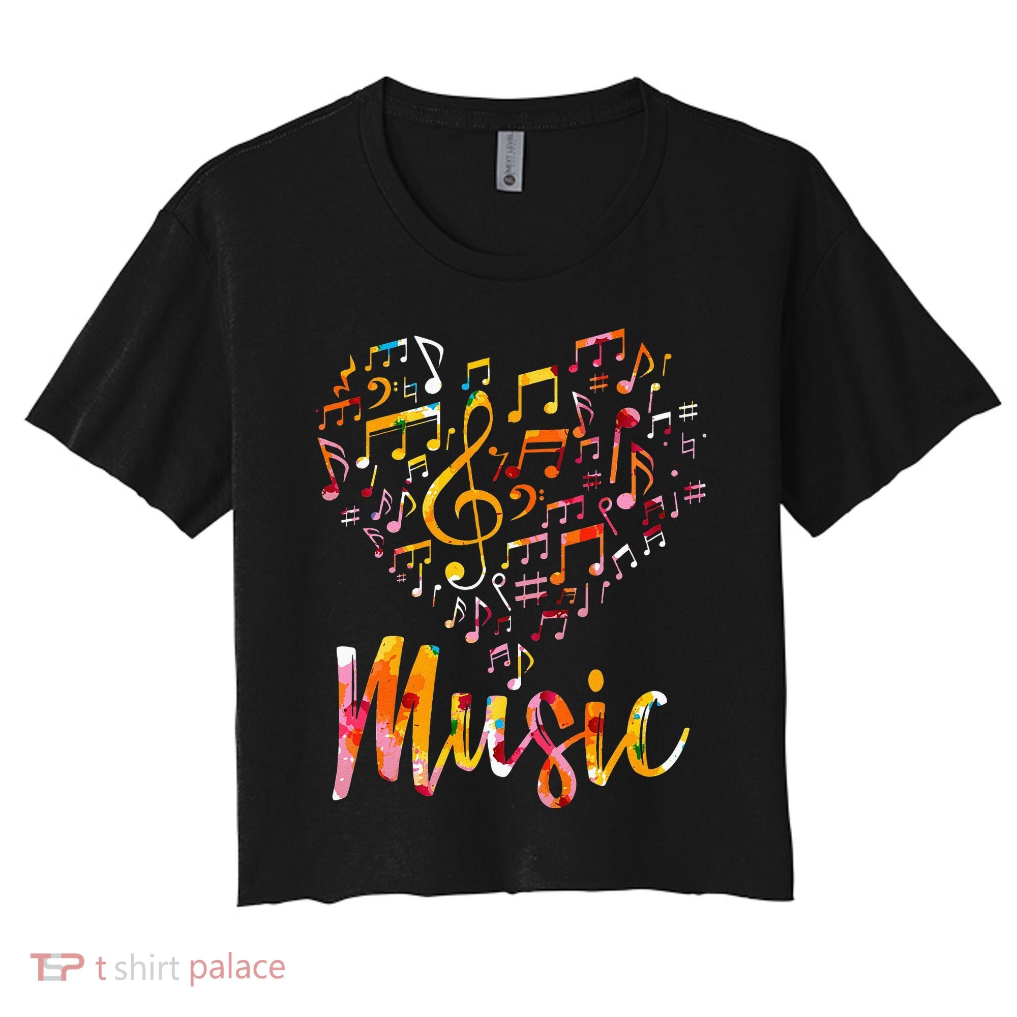 Musician Gift Musical Instrument Music Notes Treble Clef Women's Crop Top Tee