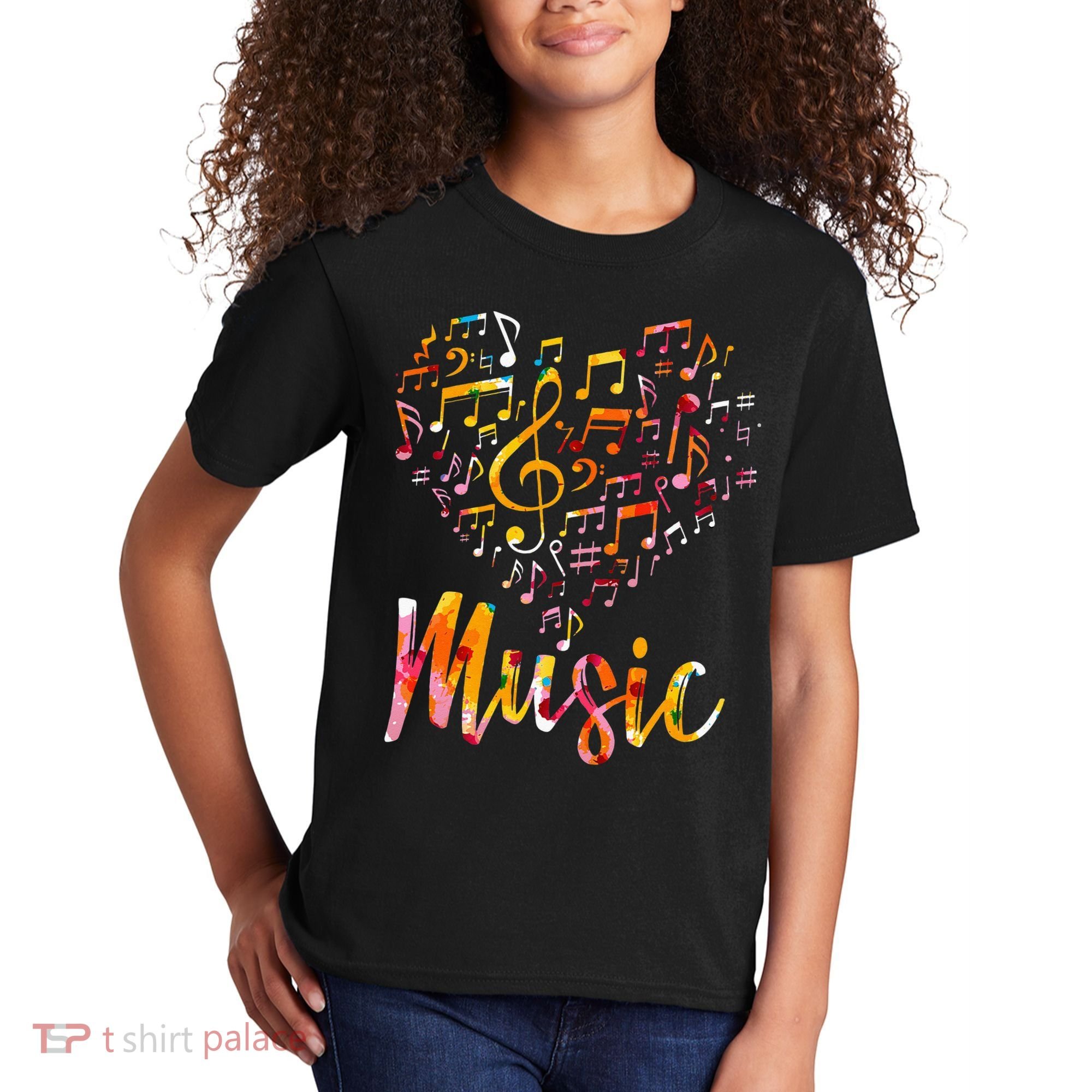 Musician Gift Musical Instrument Music Notes Treble Clef Kids T-Shirt