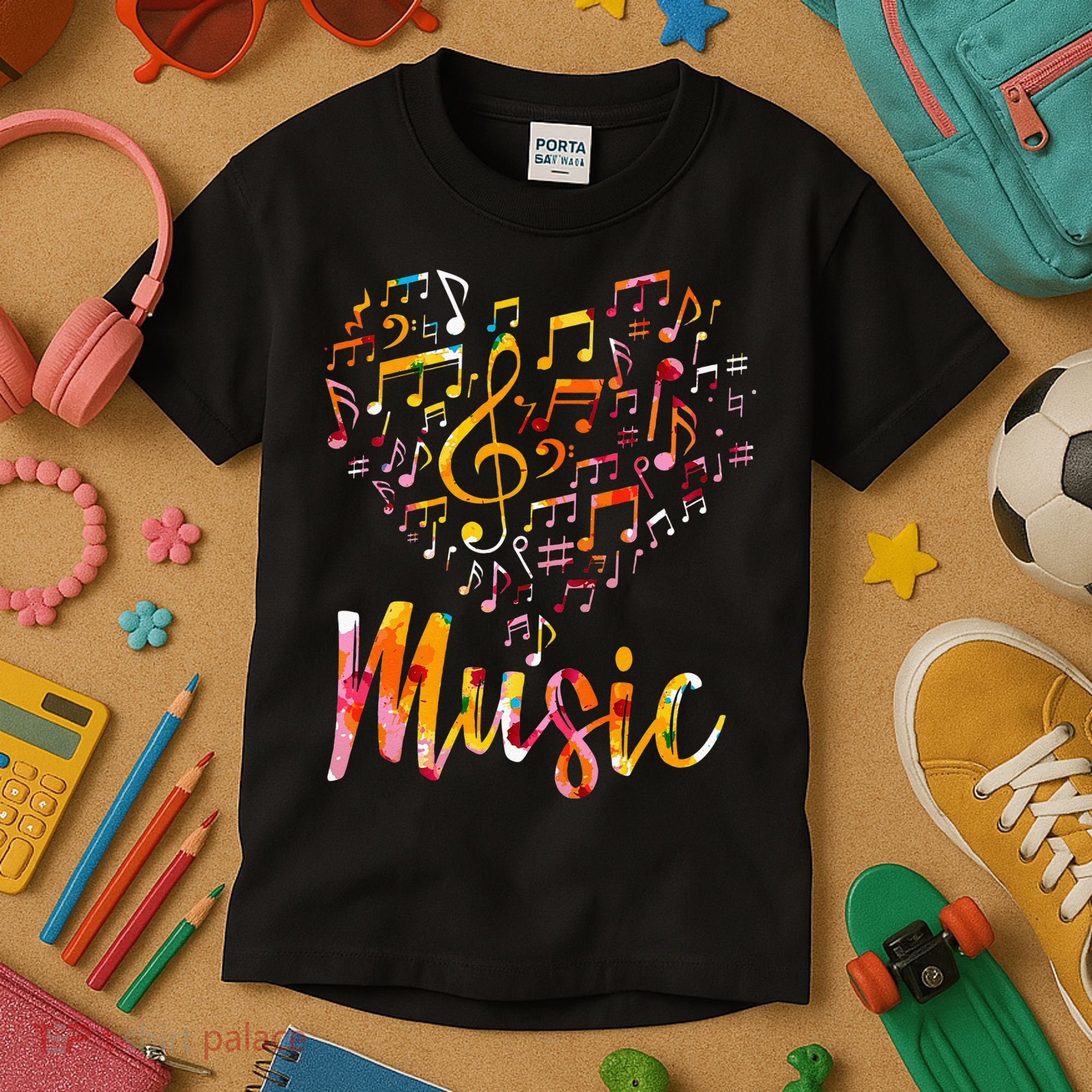 Musician Gift Musical Instrument Music Notes Treble Clef Kids T-Shirt