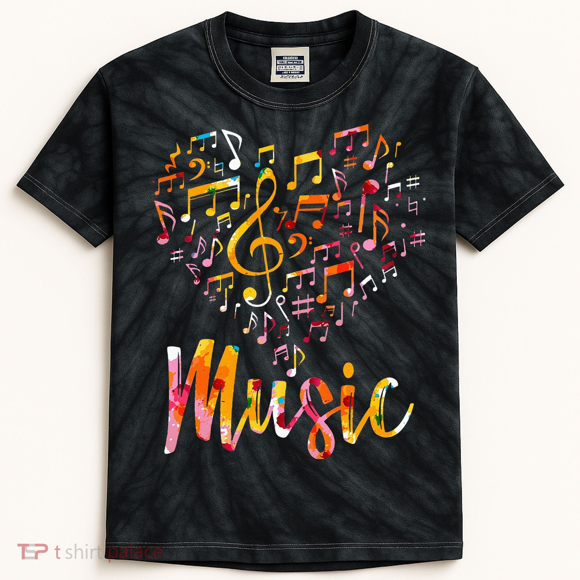 Musician Gift Musical Instrument Music Notes Treble Clef Kids Tie-Dye T-Shirt