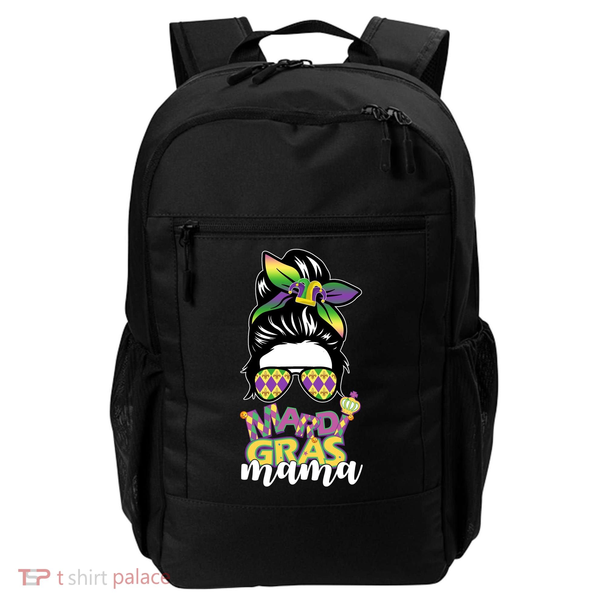 Mardi Gras Mama Hair Bun Celebration Backpack