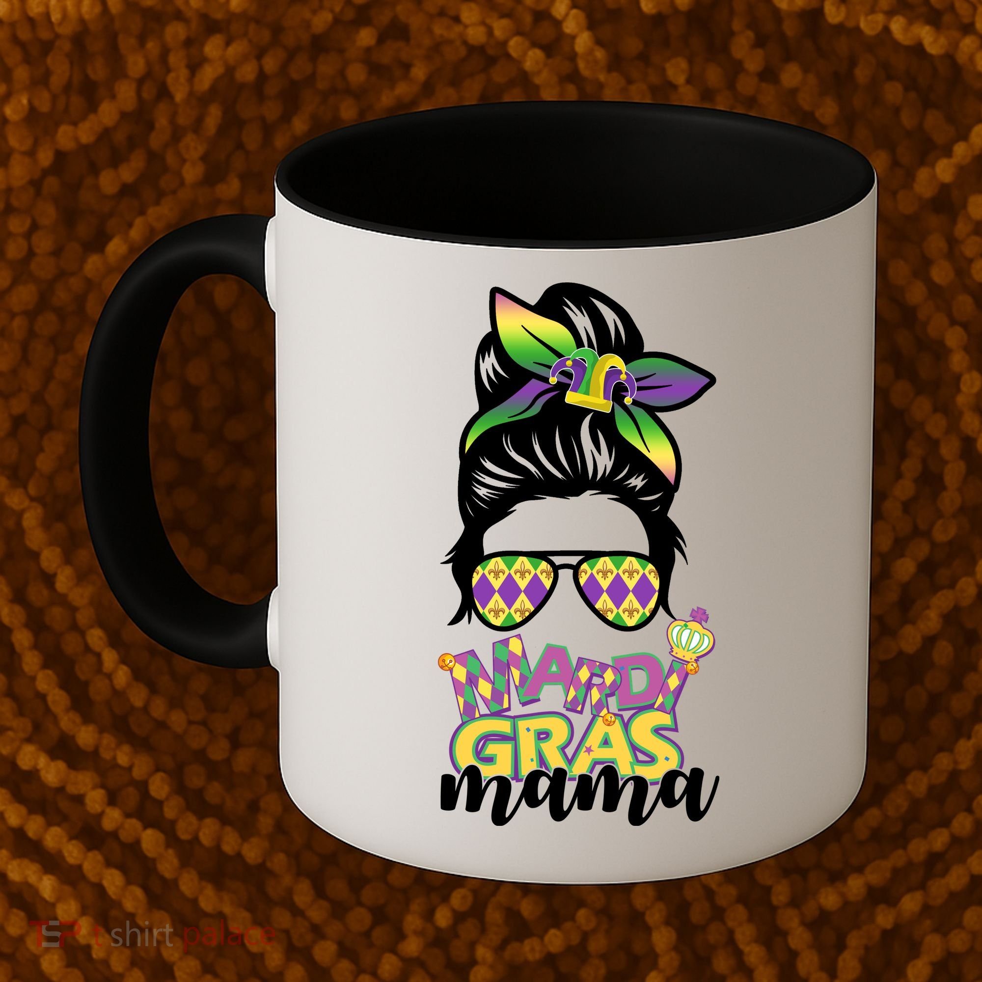Mardi Gras Mama Hair Bun Celebration Coffee Mug