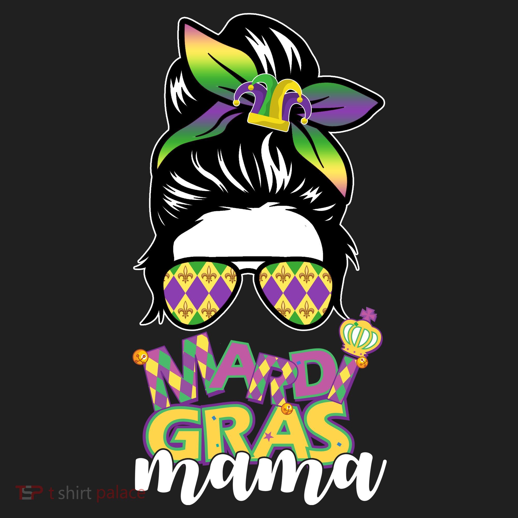 Mardi Gras Mama Hair Bun Celebration Beanie