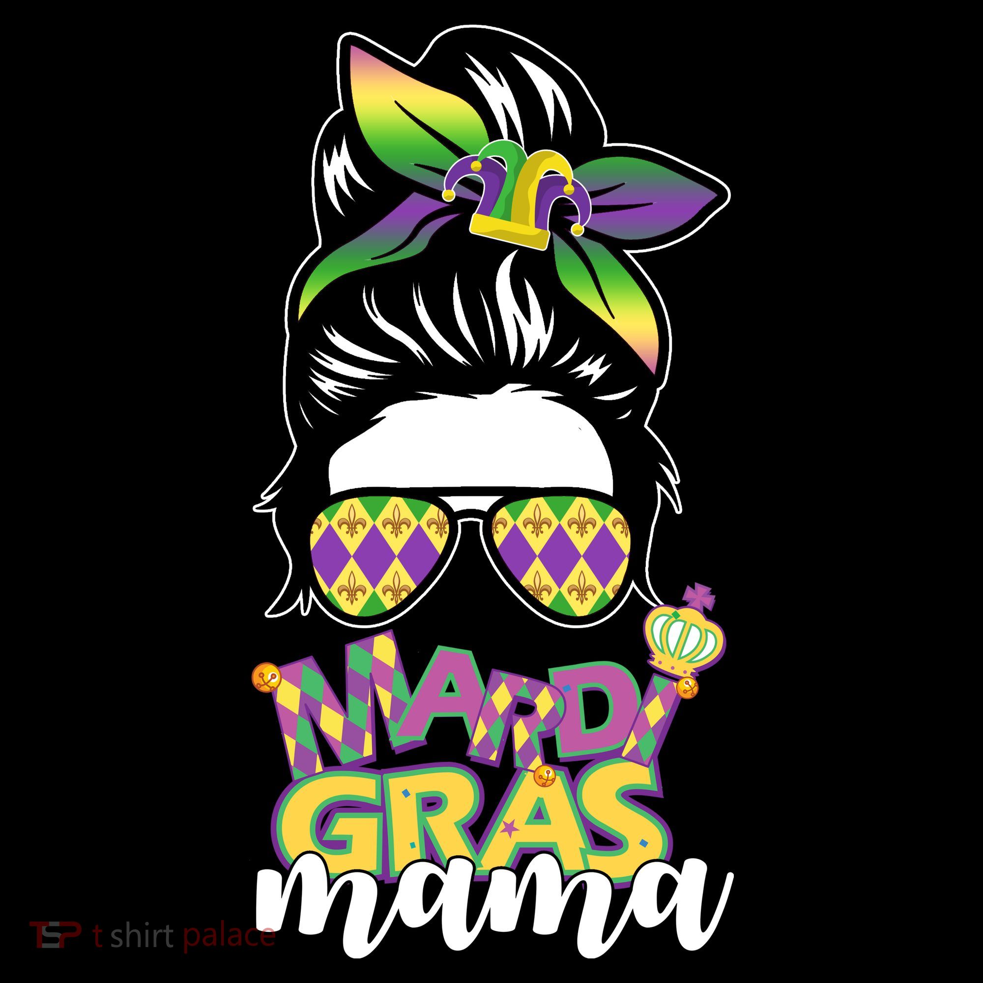 Mardi Gras Mama Hair Bun Celebration Women's Hoodie