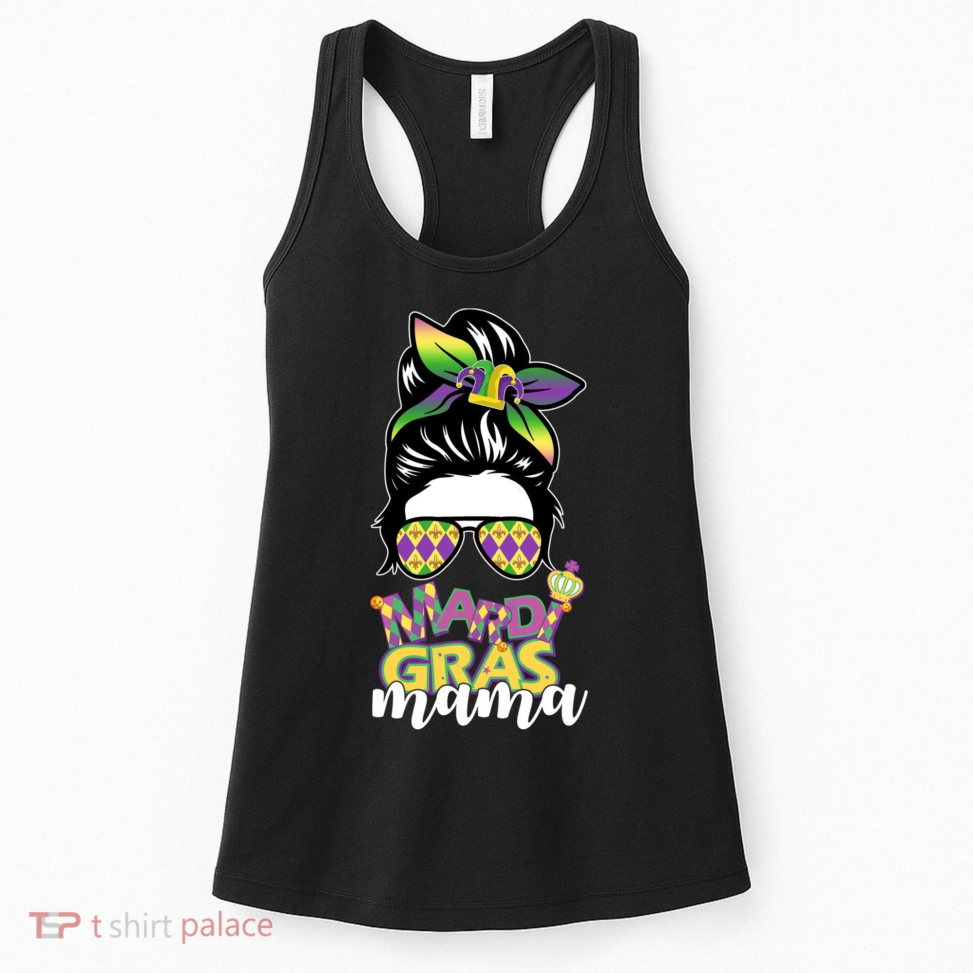 Mardi Gras Mama Hair Bun Celebration Women's Tank Top
