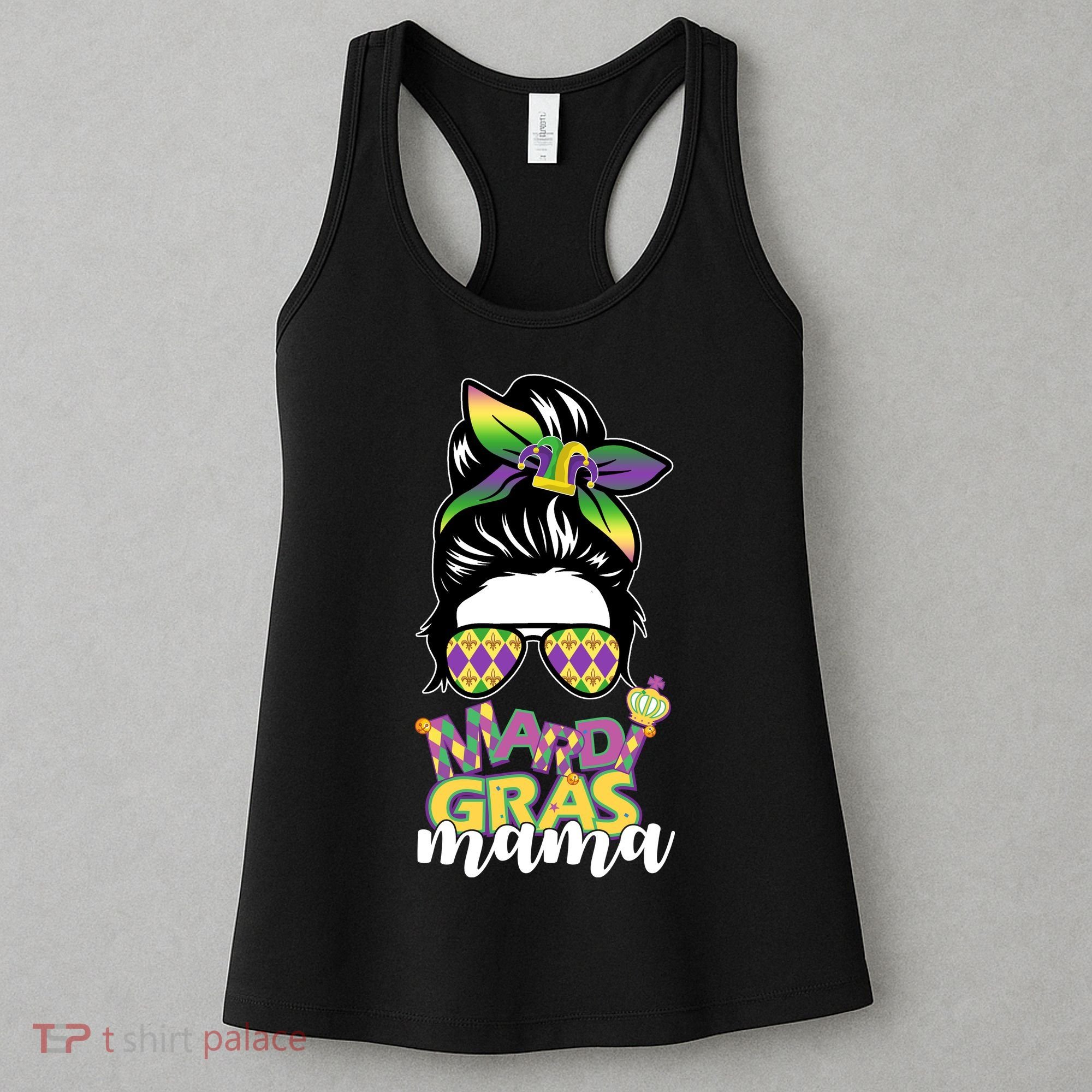 Mardi Gras Mama Hair Bun Celebration Women's Tank Top