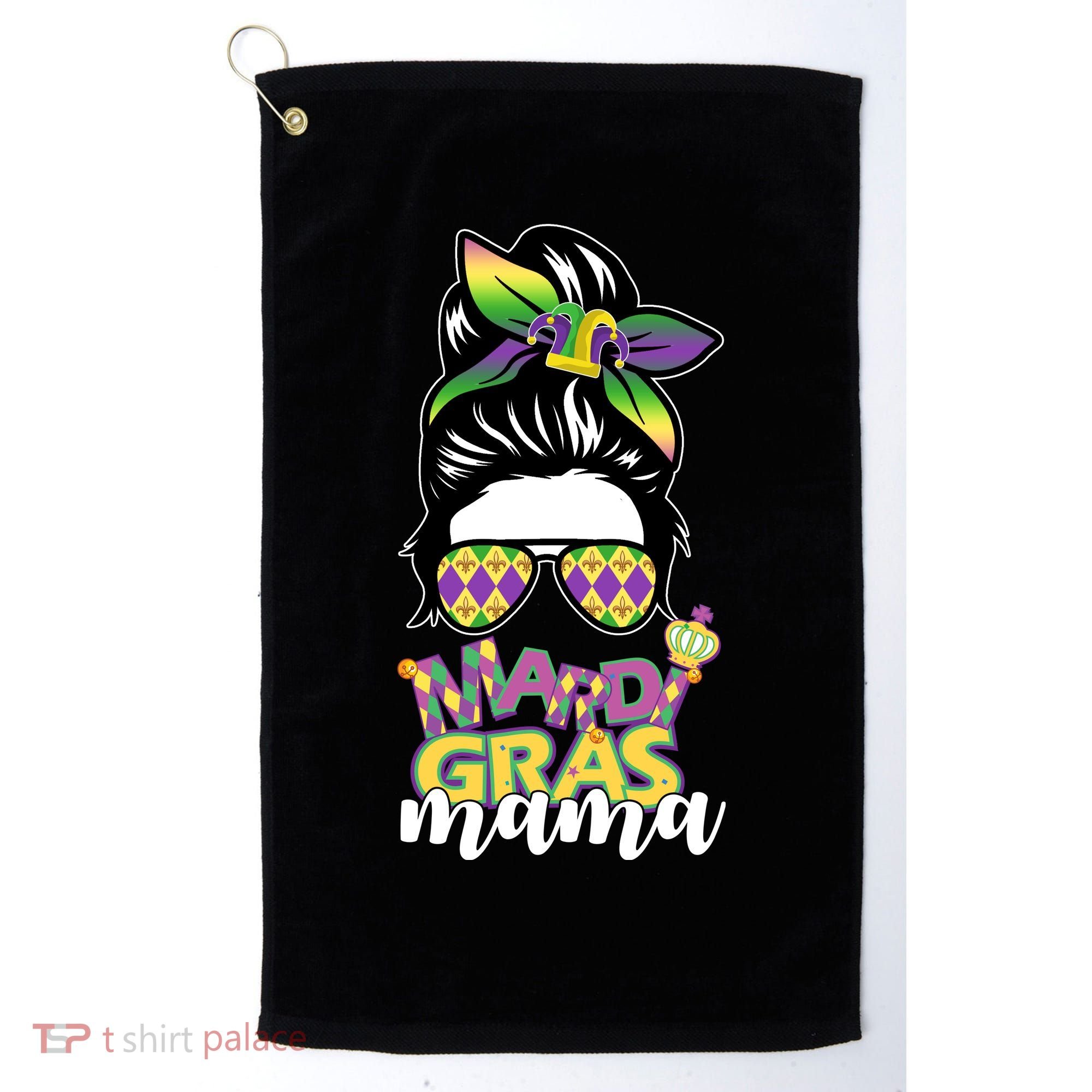Mardi Gras Mama Hair Bun Celebration Golf Towel