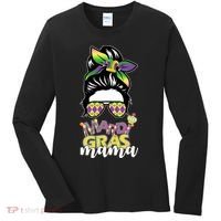 Mardi Gras Mama Hair Bun Celebration Women's Long Sleeve Shirt thumb 0