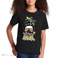 Mardi Gras Mama Hair Bun Celebration Kids T-Shirt thumb 2