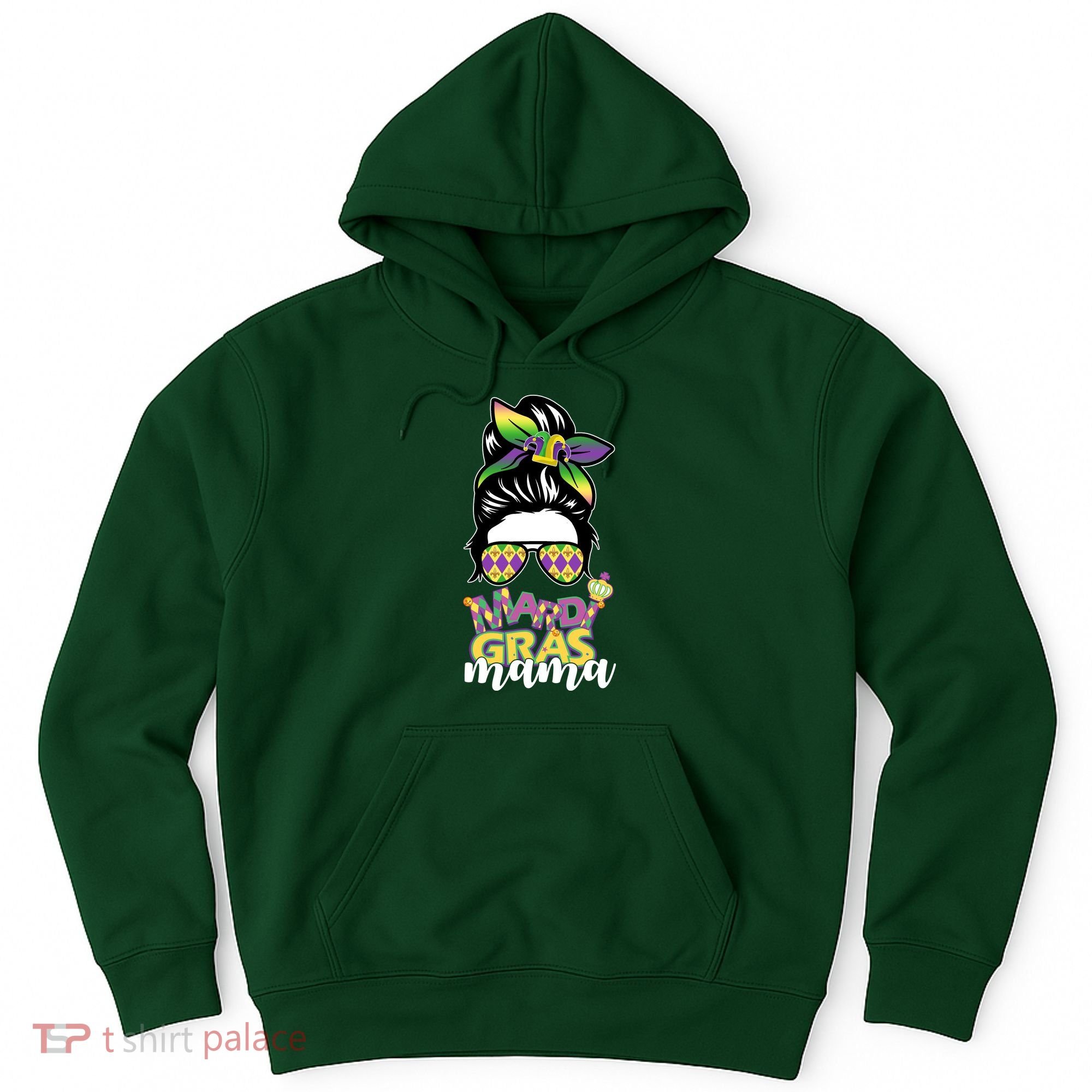 Mardi Gras Mama Hair Bun Celebration Hoodie