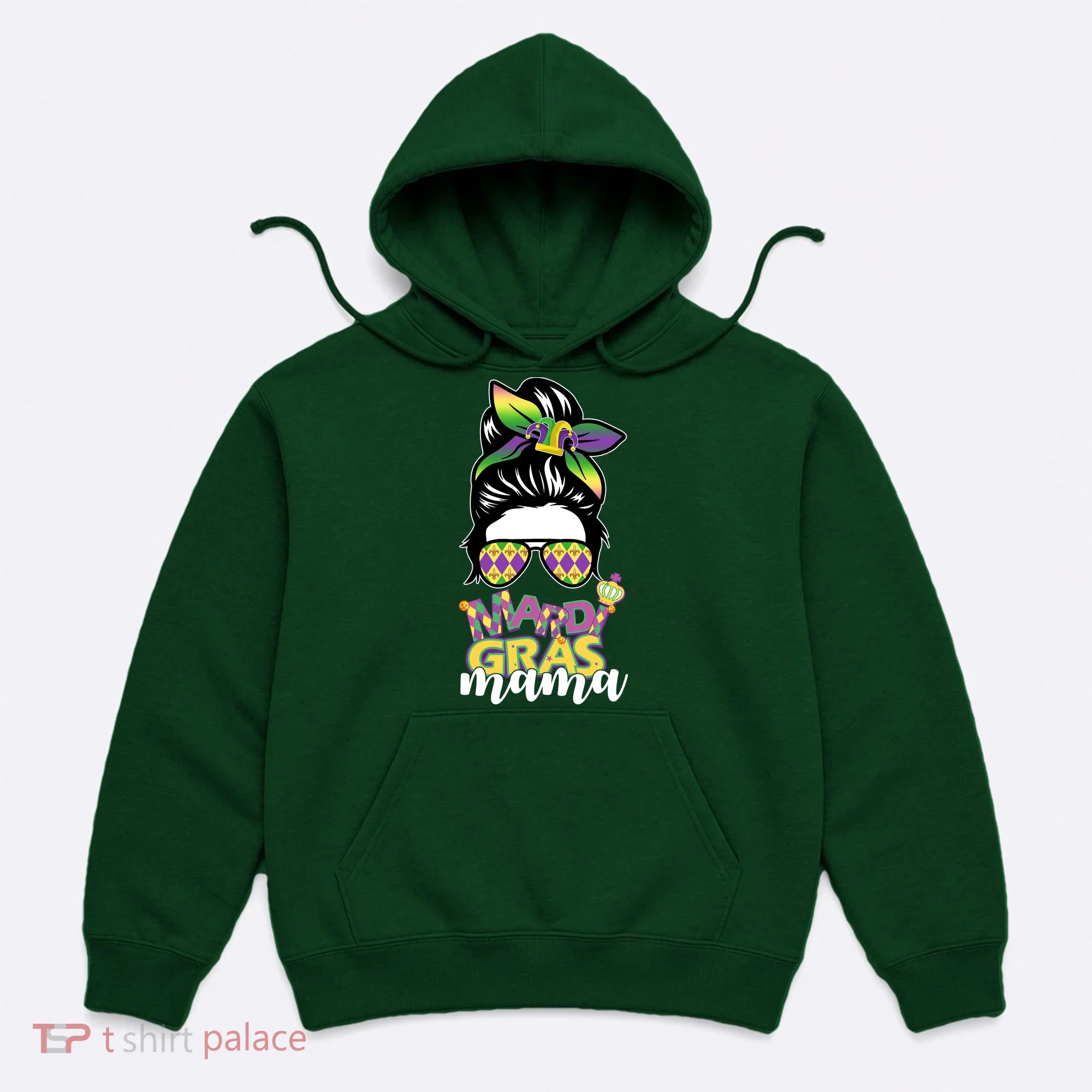 Mardi Gras Mama Hair Bun Celebration Hoodie