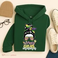 Mardi Gras Mama Hair Bun Celebration Hoodie thumb 4