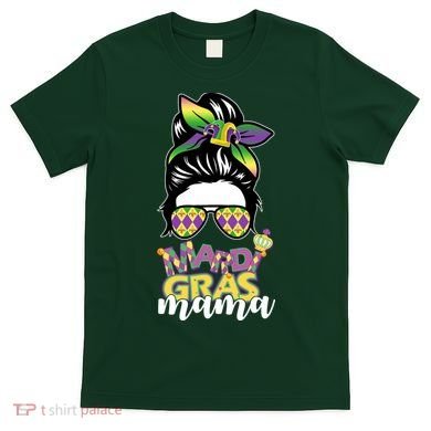 Mardi Gras Mama Hair Bun Celebration T-Shirt