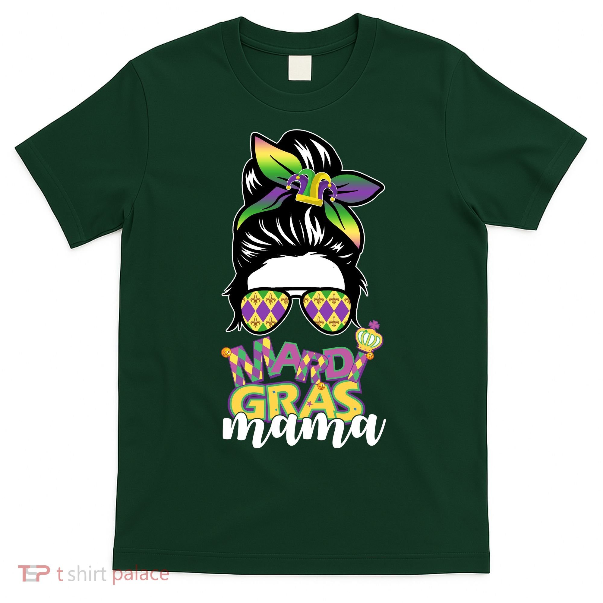 Mardi Gras Mama Hair Bun Celebration T-Shirt