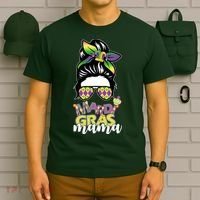 Mardi Gras Mama Hair Bun Celebration T-Shirt thumb 6