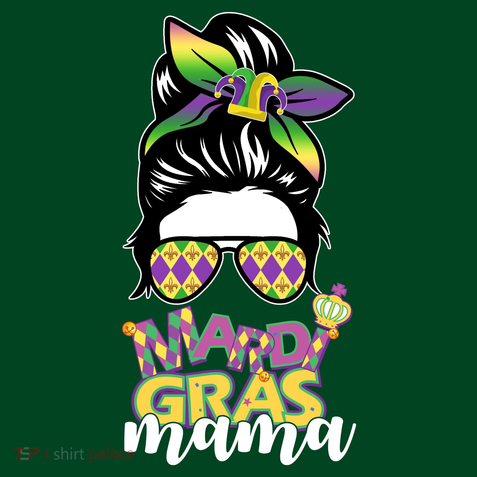Mardi Gras Mama Hair Bun Celebration T-Shirt