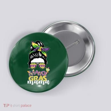 Mardi Gras Mama Hair Bun Celebration Button
