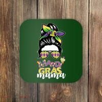 Mardi Gras Mama Hair Bun Celebration Coaster thumb 0