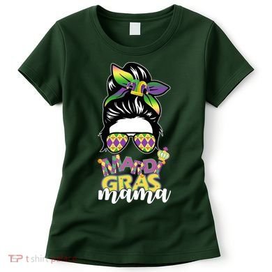 Mardi Gras Mama Hair Bun Celebration Women's T-Shirt