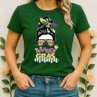 Mardi Gras Mama Hair Bun Celebration Women's T-Shirt thumb 2